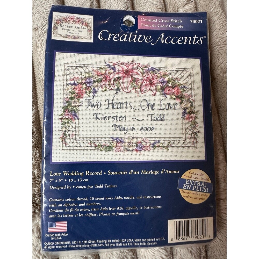 Dimensions Creative Accents Cross Stitch Kit 7x5” 79021 Love Wedding Record NEW